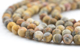 Natural Mexican Crazy Laced Agate Matt Round 4mm, 6mm, 8mm, 10mm, 12mm- Full 15.5 Inch Strand- Gemstone Beads