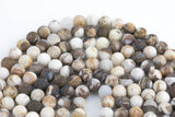 Natural Brown Dendritic Opal Matte round sizes, 4mm, 6mm, 8mm, 10mm, 12mm - In Full 15.5 inch Strand- AA Quality Gemstone Beads