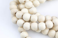 Natural Cream Colored Pale Tan Wooden Off Round Shaped Beads with 2mm Holes - Sold by 15.5" Strands Gemstone Beads