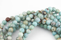 Green Teal Aqua Fire Agate, High Quality in Smooth Round, 8mm and 10mm- Full 16 inch strand