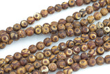 Natural Dzi Beads Dark Reddish Brown Eye Grade AAA Matte Round Beads Full Strand 8mm 10mm Gemstone Beads