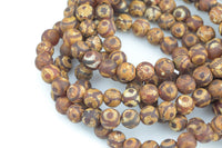 Natural Dzi Beads Dark Reddish Brown Eye Grade AAA Matte Round Beads Full Strand 8mm 10mm Gemstone Beads