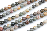 Natural Titanium Picasso Jasper Grade AAA Faceted Round 6mm, 8mm, 10mm, 12mm -Full Strand 15.5 inch Strand Gemstone Beads