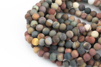 Natural Picasso Jasper Grade AAA Matte Round 6mm, 8mm, 10mm, 12mm, 14mm- Full 16 Inch Strand Smooth Gemstone Beads