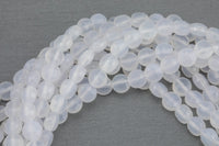 Natural White Chalcedony - Full Strands-15.5 inches-6mm- Nice Size Hole- Diamond Cutting,High Facets-Nice and Sparkly-Faceted Coin