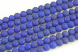 Sapphire Jade- JADE Matte Round- 8mm 10mm -Full Strand 15.5 inch Strand
