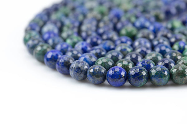 Natural Faceted Malachite Azurite Beads Grade AAA. 4mm, 6mm, 8mm, 10mm, 12mm, 14mm- Full 15.5 Inch strand Gemstone Beads