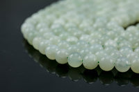 Natural New Mountain Jade, High Quality in Round, 4mm, 6mm, 8mm, 10mm, 12mm, 14mm-Full Strand 16 inch Strand Smooth Gemstone Beads