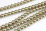 Titanium Pyrite- Light Gold Metallic HEMATITE Beads. Round Smooth. 2mm,3mm, 4mm, 6mm, 8mm,10mm or 12mm. Full Strand 16". AAA Quality