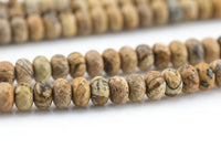 Natural Picture Jasper Faceted Roundel 4mm and 8mm- full 16 inch strand Gemstone Beads