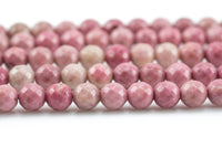 Natural Rhodonite Beads Grade AAA Faceted Round 4mm, 6mm, 8mm, 10mm, 12mm, 14mm AAA Quality Gemstone Beads