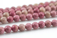 Natural Rhodonite Beads Grade AAA Faceted Round 4mm, 6mm, 8mm, 10mm, 12mm, 14mm AAA Quality Gemstone Beads