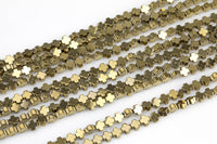 Titanium Pyrite- CROSS Hematite Strands- Light Gold- 4mm- Tiny Size