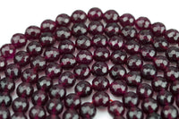 Garnet JADE Faceted Round -Full Strand 15.5 inch Strand, 4mm, 6mm, 8mm, 12mm, or 14mm Beads-Full Strand 15.5 inch Strand