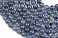 Natural Iolite Beads Full Strands-15.5 inches- Nice Size Hole-Polished Plain Round- 8mm, 10mm, 12mm- A quality A Quality Smooth