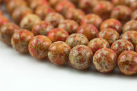 Orange AFRICAN Sea Sediment Jasper smooth round sizes 4mm, 6mm, 8mm, 10mm, 12mm- Full 15.5 Inch Strand- Smooth Gemstone Beads