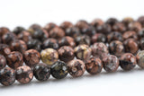 Natural Leopard Skin Jasper, High Quality in Faceted Round- 6mm, 8mm, 10mm, 12mm- Full 15.5 Inch Strand Gemstone Beads