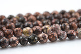 Natural Leopard Skin Jasper, High Quality in Faceted Round- 6mm, 8mm, 10mm, 12mm- Full 15.5 Inch Strand Gemstone Beads