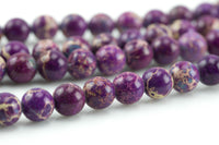 Natural Purple AFRICAN Sea Sediment Jasper smooth round sizes, 4mm, 6mm, 8mm, 10mm, 12mm- Full 15.5 Inch Strand- Wholesale Price Smooth