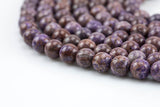 Gorgeous Purple Flower Agate, High Quality in Smooth Round- 4mm, 6mm, 8mm, 10mm, 12mm 14mm -Full Strand 15.5 inch Strand