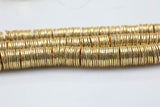 Brushed Gold Copper gold flat disc beads spacers - Brushed Disk heishi rondelle spacers beads Gold plated jewelry making 8 Inch Strand!