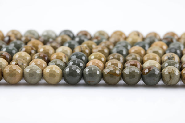 Natural Wild Horse Jasper- Faceted Round sizes. 4mm, 6mm, 8mm, 10mm, 12mm, 14mm- Full 15.5 Strand Gemstone Beads