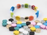 Enamel Beads, Roundish Square 2-Hole Beads for Bracelets, Trendy Jewelry Making Supplies, 5/10 pcs Per Order- 24 colors