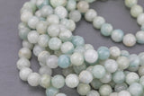 NATURAL aquamarine faceted round beads in full strands. 6mm, 8mm, 10mm, 12mm, 14mm- Full 15.5 Inch Strand- AAA Quality Gemstone Beads