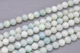 NATURAL aquamarine faceted round beads in full strands. 6mm, 8mm, 10mm, 12mm, 14mm- Full 15.5 Inch Strand- AAA Quality Gemstone Beads