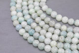NATURAL aquamarine faceted round beads in full strands. 6mm, 8mm, 10mm, 12mm, 14mm- Full 15.5 Inch Strand- AAA Quality Gemstone Beads