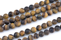 Natural Matte Tiger's Eye Tiger Eye High Quality in Matte Round- d 16" Strand, 4mm, 6mm, 8mm, 12mm, or 14mm Beads- Gemstone Beads