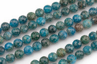 Natural Apatite Diamond Cut Facted Round sizes 8mm, 10mm- Full 15.5 Inch strand AAA Quality Smooth Gemstone Beads