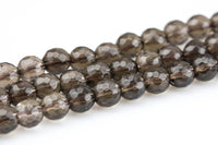 Natural Smokey Quartz Beads, Faceted Round, Full Strand 15.5 Inch Strand-5mm, 6mm, 8mm, 10mm, or 12mm beads Gemstone Beads