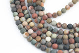 Natural Picasso Jasper Grade AAA Matte Round 6mm, 8mm, 10mm, 12mm, 14mm- Full 16 Inch Strand Smooth Gemstone Beads