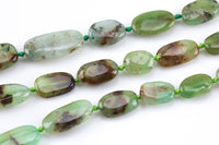 Natural Australian Chrysoprase Beads. Chrysoprase Flat Oval Nuggets . 8x12mm- Slightly Graduated Full 16 inch Strand- AAA Grade