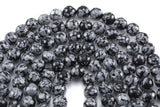 Natural Faceted Snowflake Obsidian High Quality in Faceted Round- 4mm, 6mm, 8mm, 10mm, 12mm- Full 15.5 Inch Strand Gemstone Beads