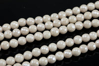 Natural Mystic Pale Peach Tan Silverite Round Faceted 6mm 8mm 10mm Full Strand 15.5" AAA Quality Gemstone Beads