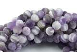 Natural Matte Cape Banded Amethyst Beads, High Quality in Matt Round, 4mm, 6mm, 8mm, 10mm, 12mm- Full 15.5 Inch strand Gemstone Beads