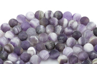 Natural Matte Cape Banded Amethyst Beads, High Quality in Matt Round, 4mm, 6mm, 8mm, 10mm, 12mm- Full 15.5 Inch strand Gemstone Beads