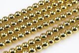 THICK GOLD COATED Hematite Smooth Round - 2mm 3mm 4mm 6mm 8mm 10mm - Very High quality gold plating / coating