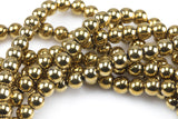 Titanium Gold Metallic HEMATITE Beads. Round Smooth. 2mm,3mm, 4mm, 6mm, 8mm,10mm or 12mm. Full Strand 16 Inch Strand- Wholesale Pricing