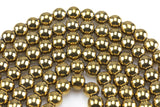 Titanium Gold Metallic HEMATITE Beads. Round Smooth. 2mm,3mm, 4mm, 6mm, 8mm,10mm or 12mm. Full Strand 16 Inch Strand- Wholesale Pricing