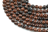 Natural Mahogany Jasper, High Quality in Faceted Round, 6mm, 8mm, 10mm, 12mm- Full 15.5 Inch Strand Gemstone Beads