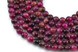 A Natural Fuchsia Tiger's Eye Round Tigers Eye Tiger Eye Tigereye, 6mm 8mm 10mm 12mm 14mm 15.5" Smooth Gemstone Beads