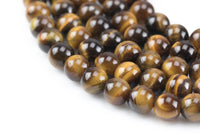 Tigers Eye Beads A Quality Tiger's Eye Tiger eye Smooth Round Beads, Full Strand 4mm 6mm 8mm 10mm 12mm 14mm - Full 15.5 Inch Gemstone Beads