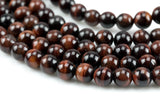 Natural Round Red Tiger's Eye Tigereye Tiger eye, High Quality, 6mm, 8mm, 10mm, 12mm- Full 15.5 Inch Gemstone Beads