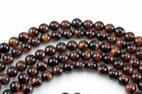 Natural Round Red Tiger's Eye Tigereye Tiger eye, High Quality, 6mm, 8mm, 10mm, 12mm- Full 15.5 Inch Gemstone Beads