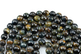 Natural Dark Color Tiger's Eye Faceted Round, Full Strand, 6mm, 8mm, 10mm, or 12mm Beads-Full Strand 15.5 inch Strand Gemstone Beads