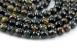 Natural Dark Color Tiger's Eye Faceted Round, Full Strand, 6mm, 8mm, 10mm, or 12mm Beads-Full Strand 15.5 inch Strand Gemstone Beads