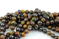 Natural Round Tiger-Iron, High Quality in Faceted Round, 6mm, 8mm, 10mm, 12mm- Full 15.5 Inch Strand Gemstone Beads